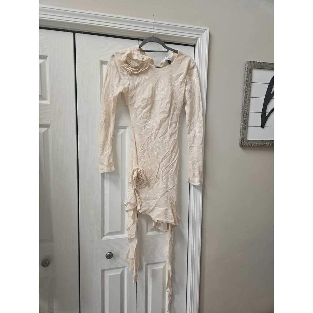 DELFI‎ Collective Cream Floral Jacquard Rosette Asymmetrical Mini Dress Small